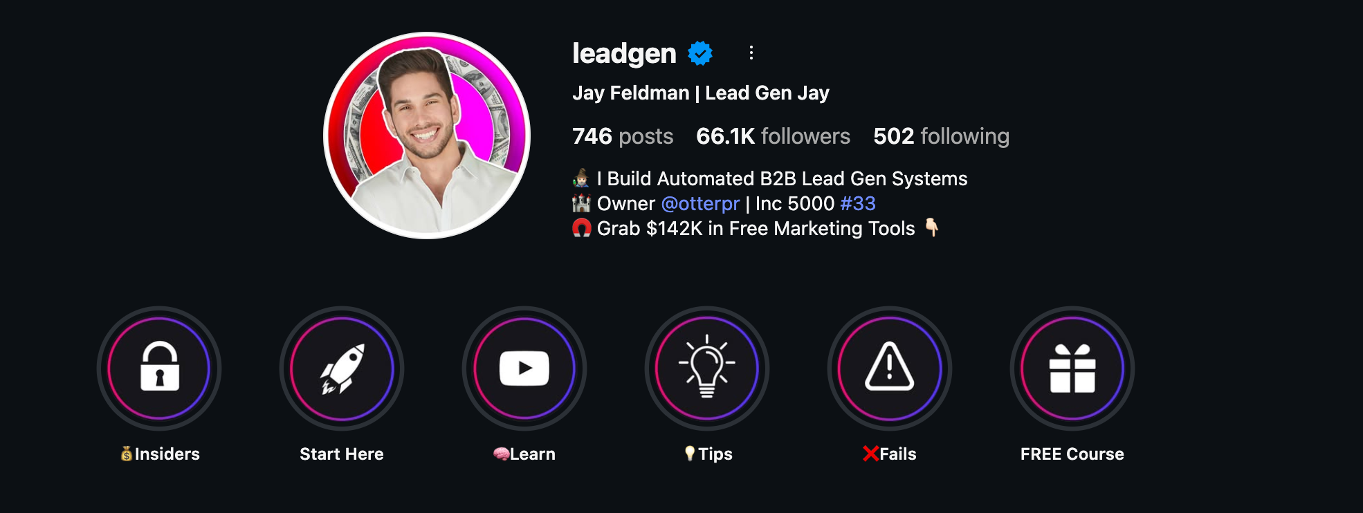 Jay Feldman Instagram — @leadgen — 66.1K followers, 746 posts