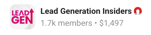 Lead Generation Insiders — 1.7k members, $1,497