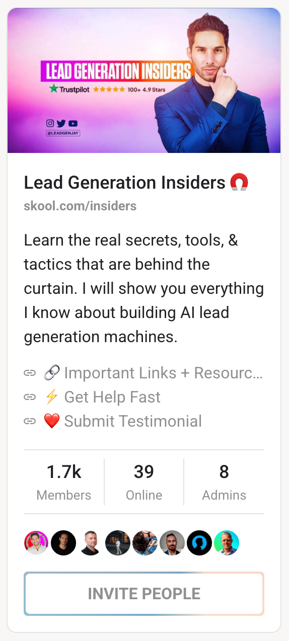 Lead Generation Insiders Skool Community — 1.7K members, $1,497